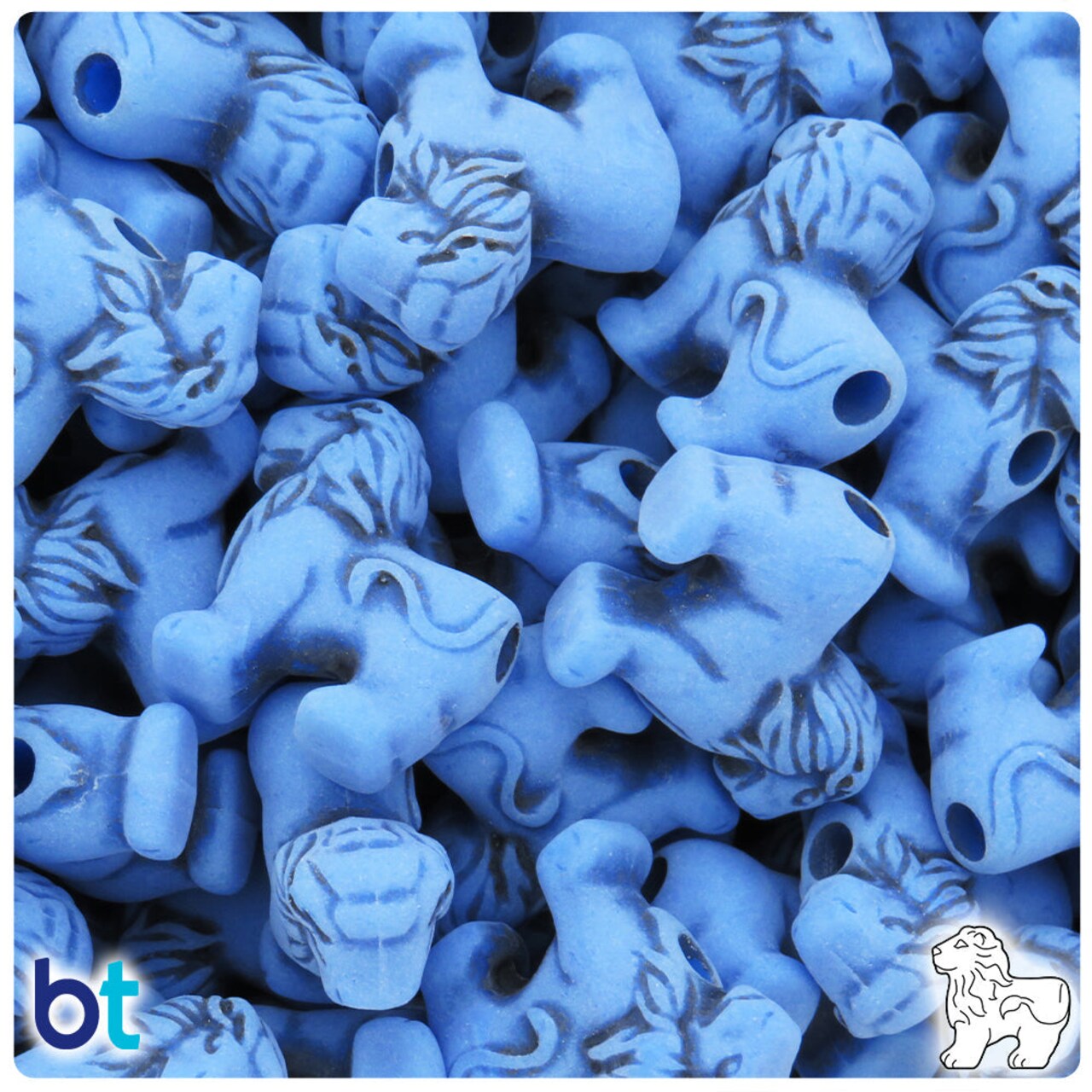 BeadTin Periwinkle Antique 22mm Lion Plastic Pony Beads (24pcs)